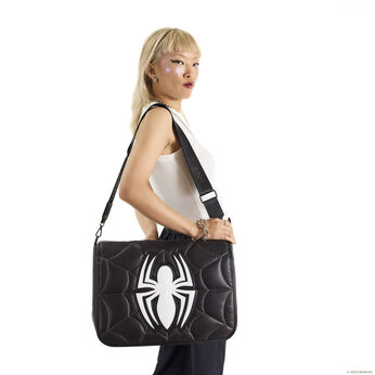 Spider-Man Black & White Suit Quilted Messenger Crossbody Bag, Image 2
